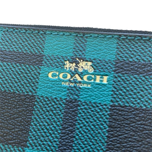 43 Coach Riley Plaid Small Wristlet Atlantic Multi F54461 - Picture 3 of 6